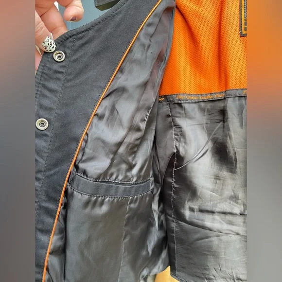 Black First classic leather gear motorcycle riding jacket with vest XL XXL - Picture 5 of 14